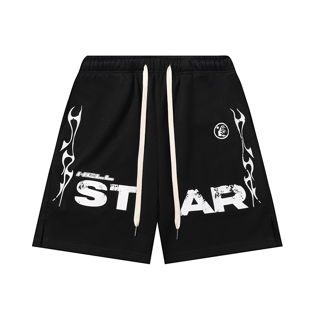 Hellstar Relaxed Elastic Waist Street Wear Cotton Terry Shorts #2509 Black/Yellow