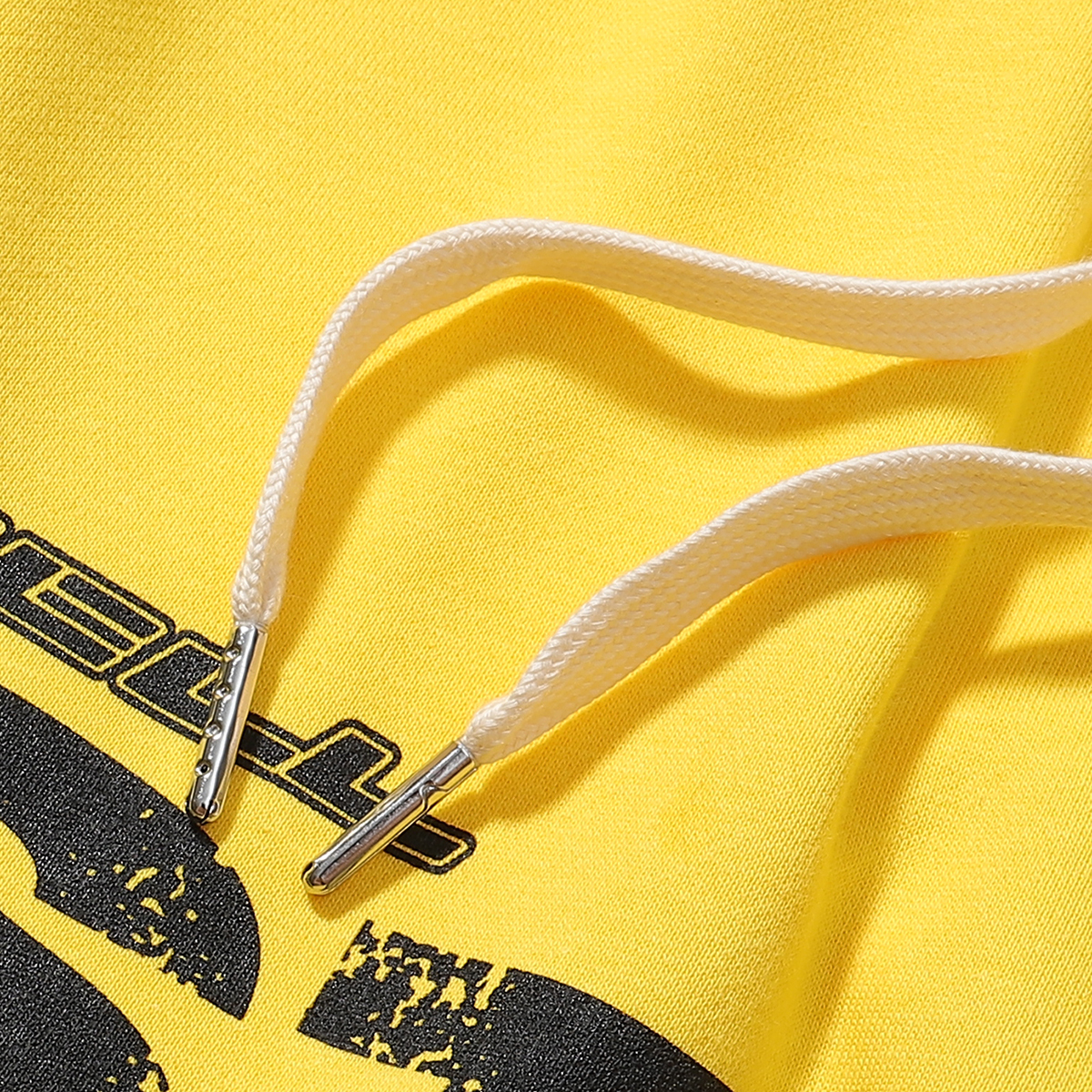 Hellstar Relaxed Elastic Waist Street Wear Cotton Terry Shorts #2509 Black/Yellow