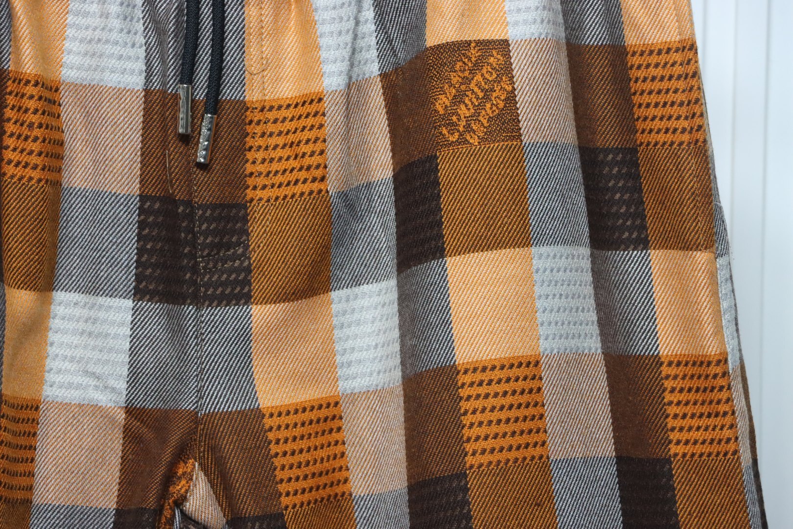 Louis Vuitton Check Embroidered Lettering Shorts