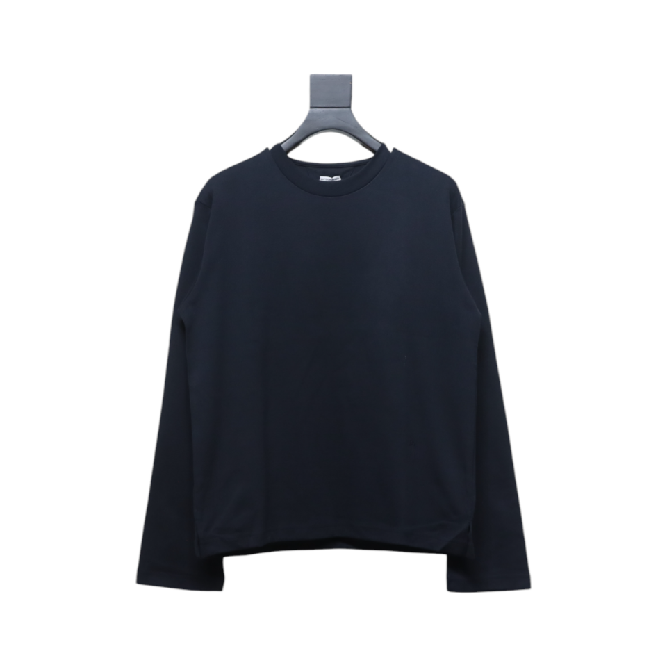 Coco Shoes Bottega Veneta Cotton Stitching Round Neck Long-Sleeve Shirt Black
