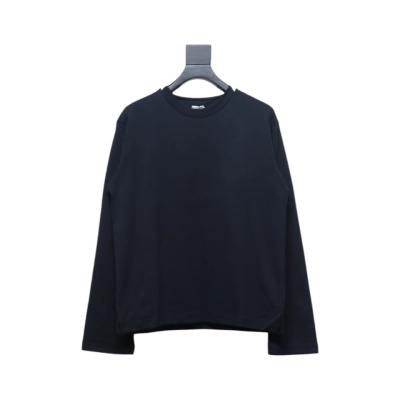 Coco Shoes Bottega Veneta Cotton Stitching Round Neck Long-Sleeve Shirt Black 01