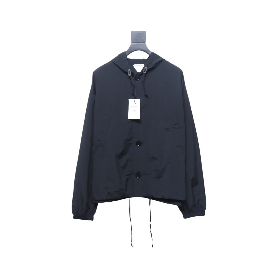 Bottega Veneta Packable Tech Nylon Hooded Jacket In Black