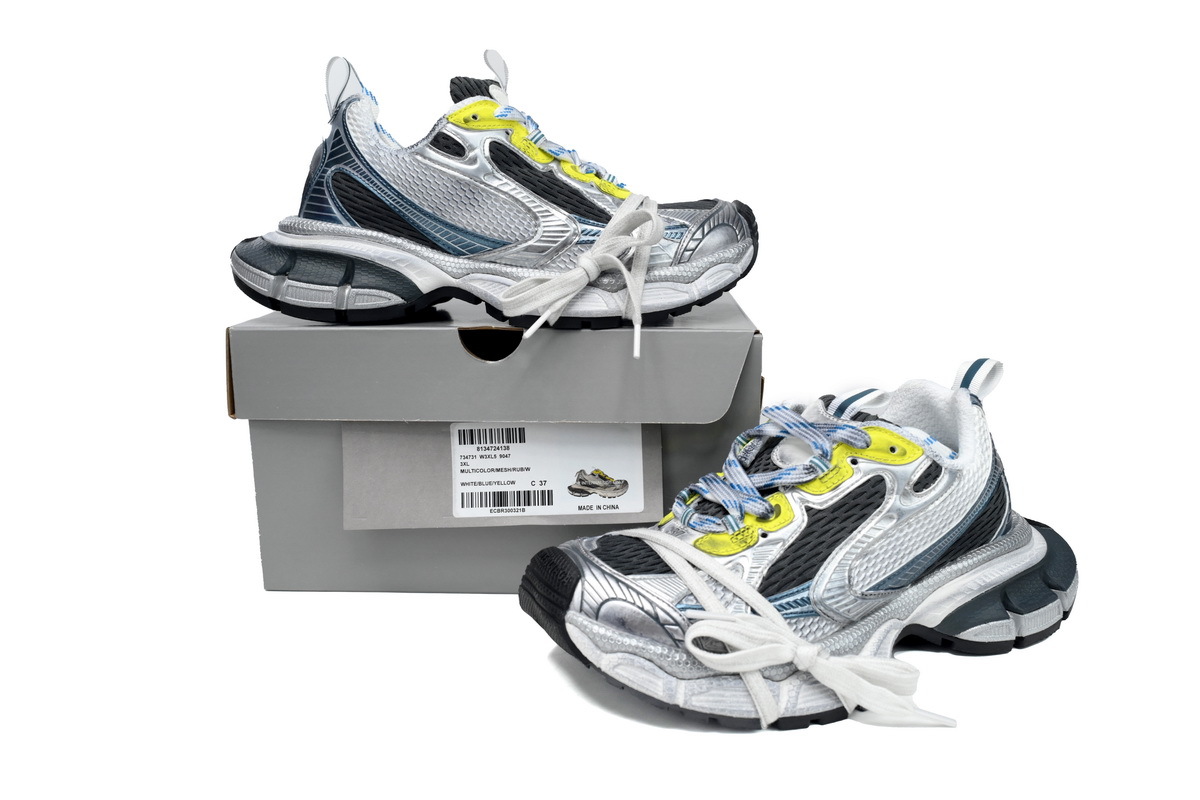 Coco Shoes Balenciaga 3XL Sneaker White Silver Black Blue 734731 W3XL5 9047