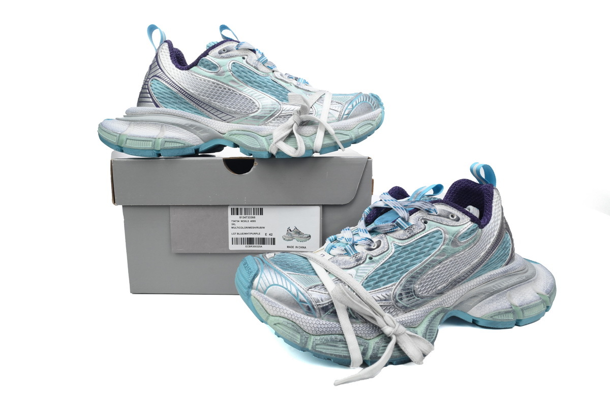 Coco Shoes Balenciaga 3XL Sneaker White Silver Blue 734734 W3XL5 4095