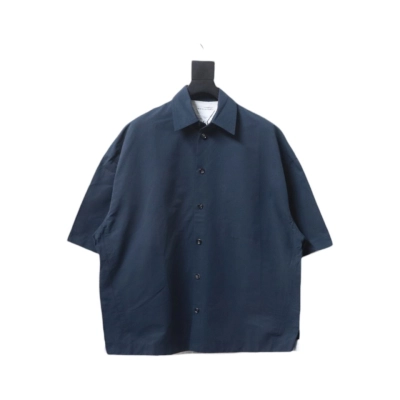 Coco Shoes Bottega Veneta Compact Cotton Shirt Dark Blue 783331V2BL04405 01