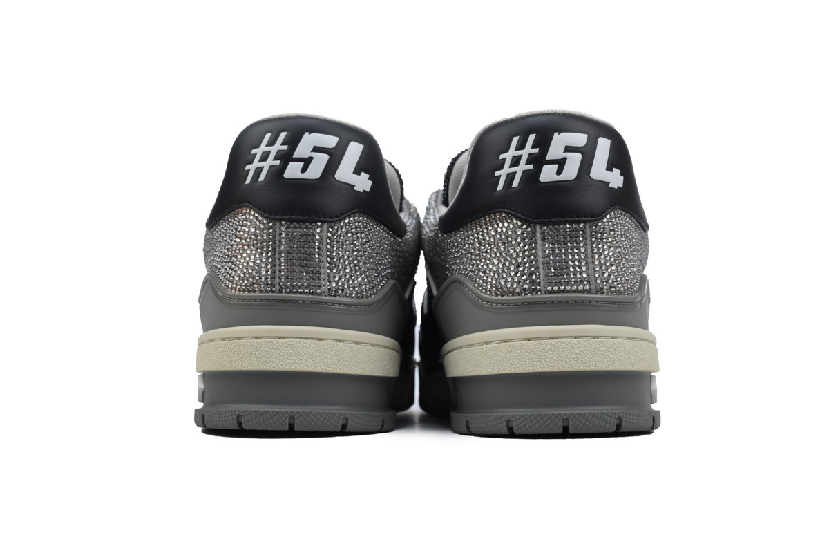 Coco Shoes Louis Vuitton Trainer Black Grey Crystal 1ABOE2