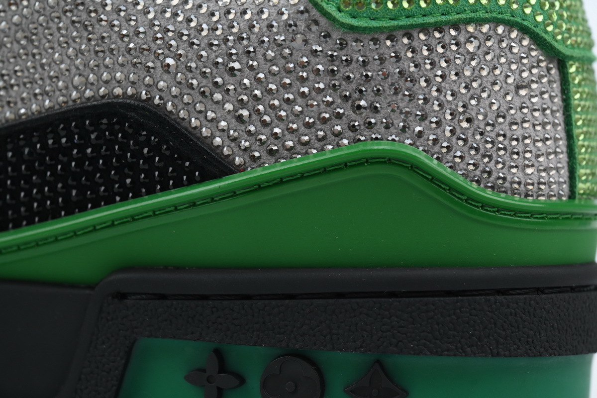 Coco Shoes Louis Vuitton Trainer Crystal Black Green Grey Rhinestone