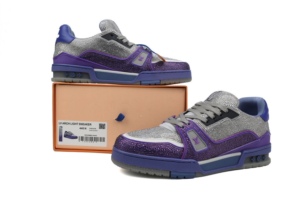 Coco Shoes Louis Vuitton Trainer Crystal Grey Purple Rhinestone