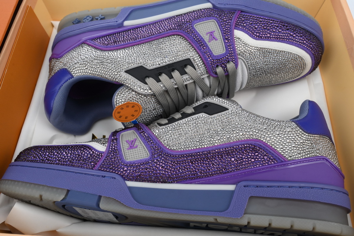 Coco Shoes Louis Vuitton Trainer Crystal Grey Purple Rhinestone