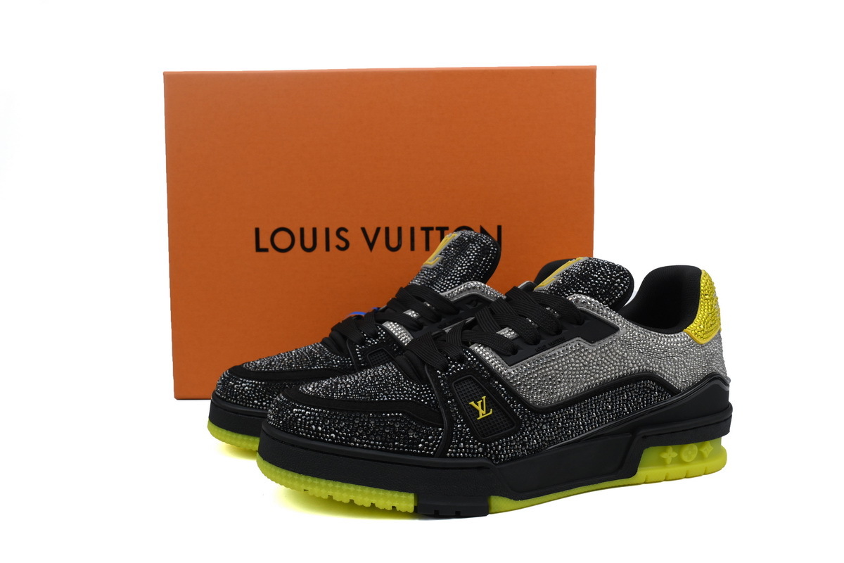 Coco Shoes Louis Vuitton Trainer Black Yellow Rhinestone 1A9JXP