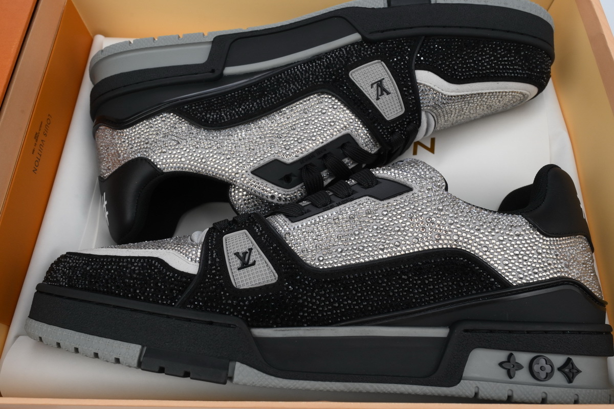 Coco Shoes Louis Vuitton Trainer Black Silver Rhinestone 