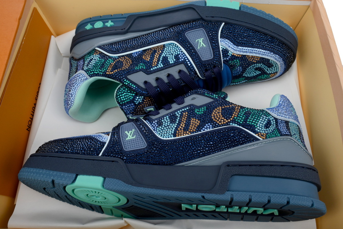 Coco Shoes Louis Vuitton Trainer Marine Navy Blue Crystal  1AARGM