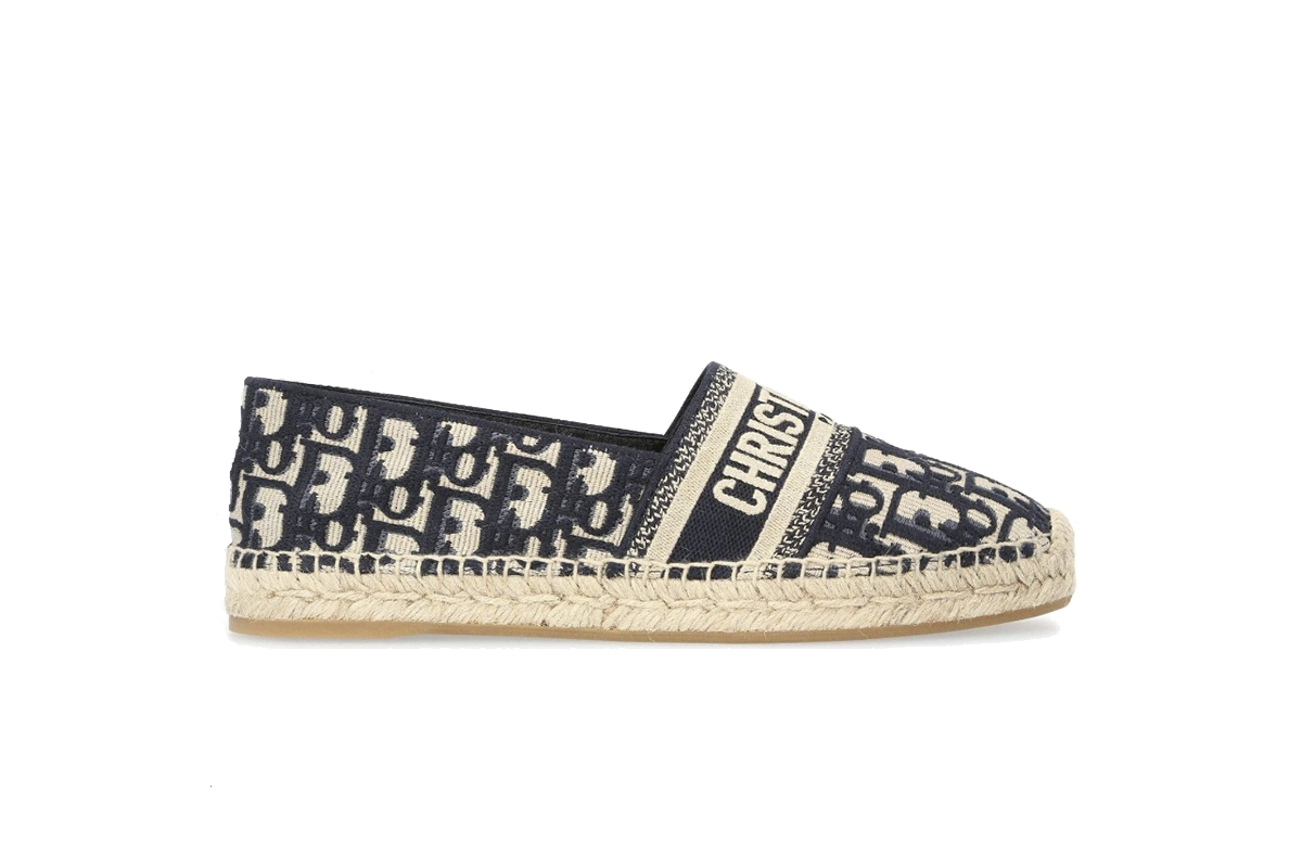 Coco Shoes Dior Granville Espadrille Oblique Embroidered Cotton Deep Blue KDB585OBE_S56B