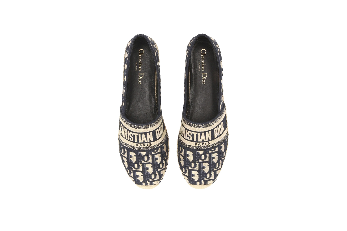 Coco Shoes Dior Granville Espadrille Oblique Embroidered Cotton Deep Blue KDB585OBE_S56B