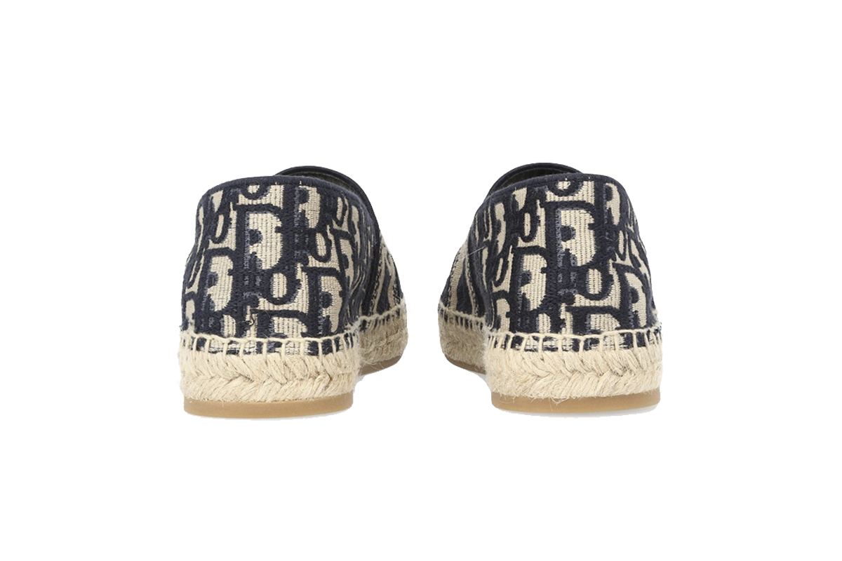 Coco Shoes Dior Granville Espadrille Oblique Embroidered Cotton Deep Blue KDB585OBE_S56B