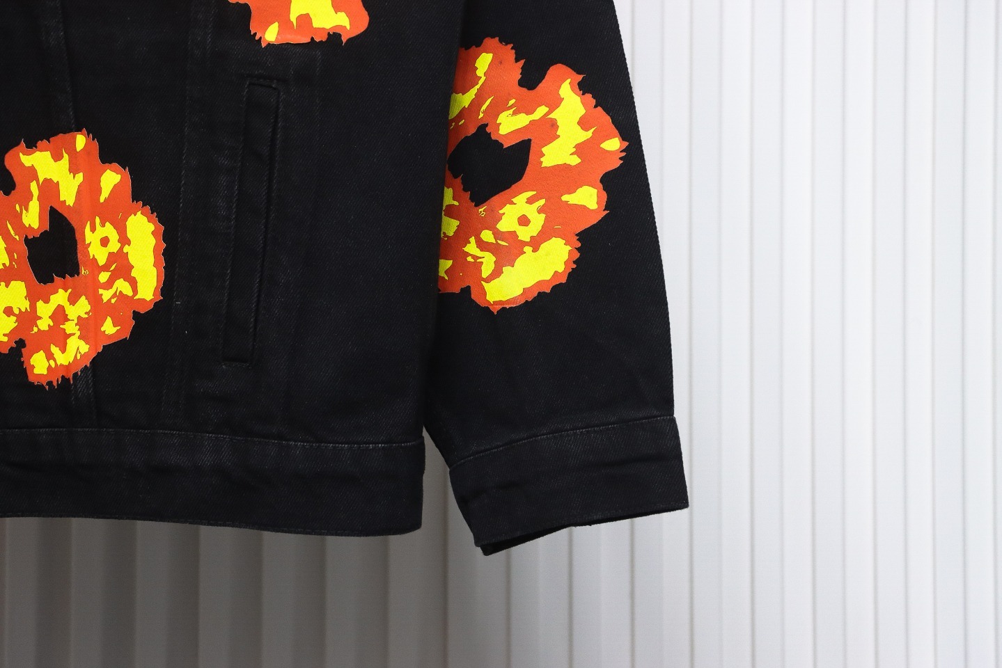 Coco Shoes Denim Tears Washed Flame Denim Jacket Black