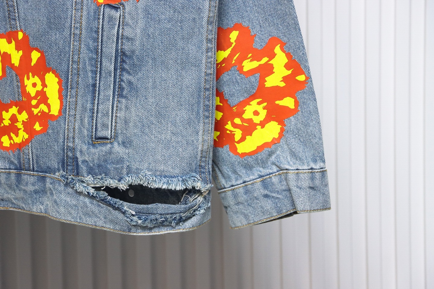 Coco Shoes Denim Tears Washed Flame Denim Jacket Blue