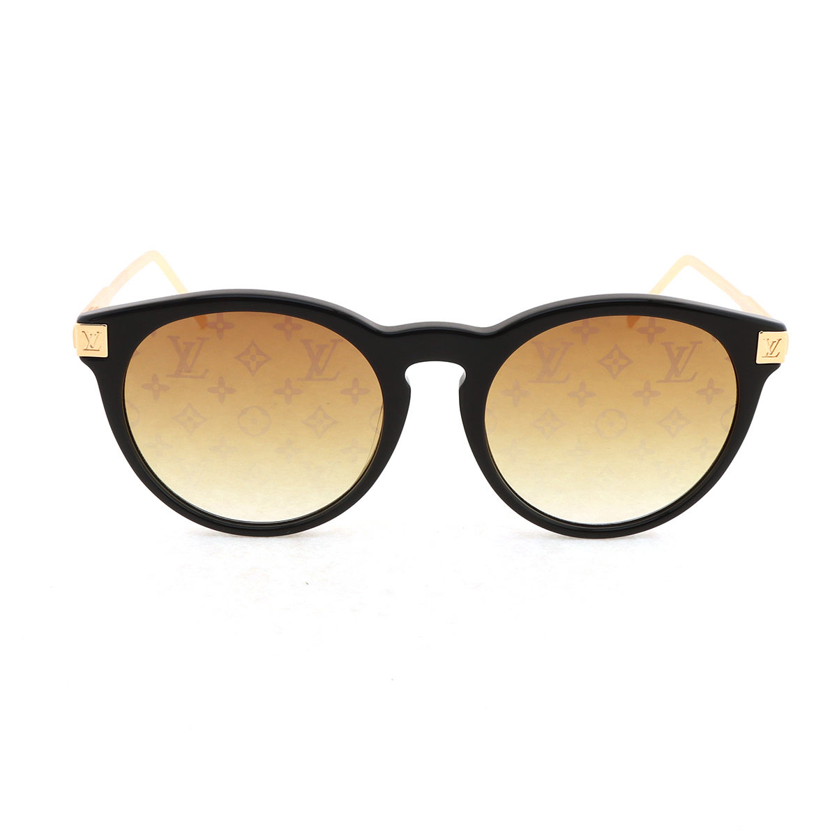 Louis Vuitton Rise Round Monogram Flower Sunglasses Orange Gold Z1669E