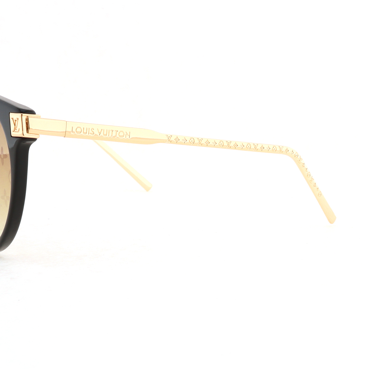 Louis Vuitton Rise Round Monogram Flower Sunglasses Orange Gold Z1669E