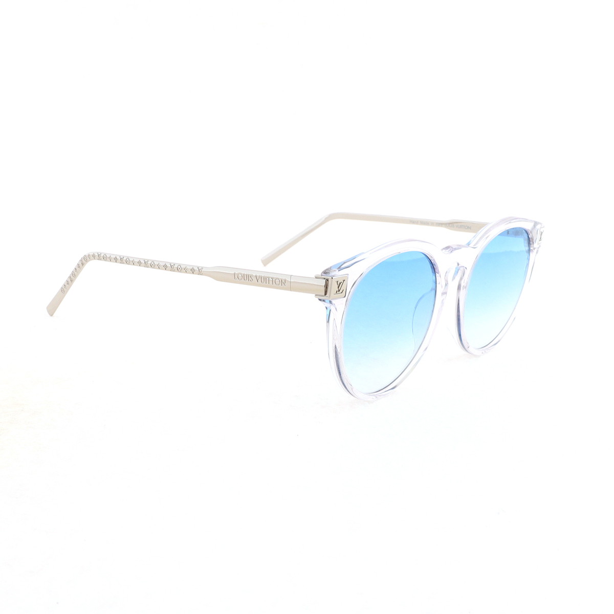 Louis Vuitton Rise Round Gradient Transparent Acetate Sunglasses Blue Silver