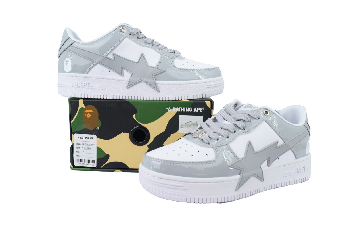 Coco Shoes A Bathing Ape Bape SK8 Sta White Grey OZXSHMX91310N