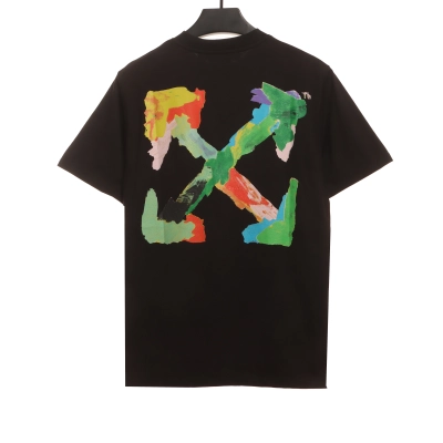 Off-white Color Graffiti Brush Arrow Logo T-Shirt Black 01