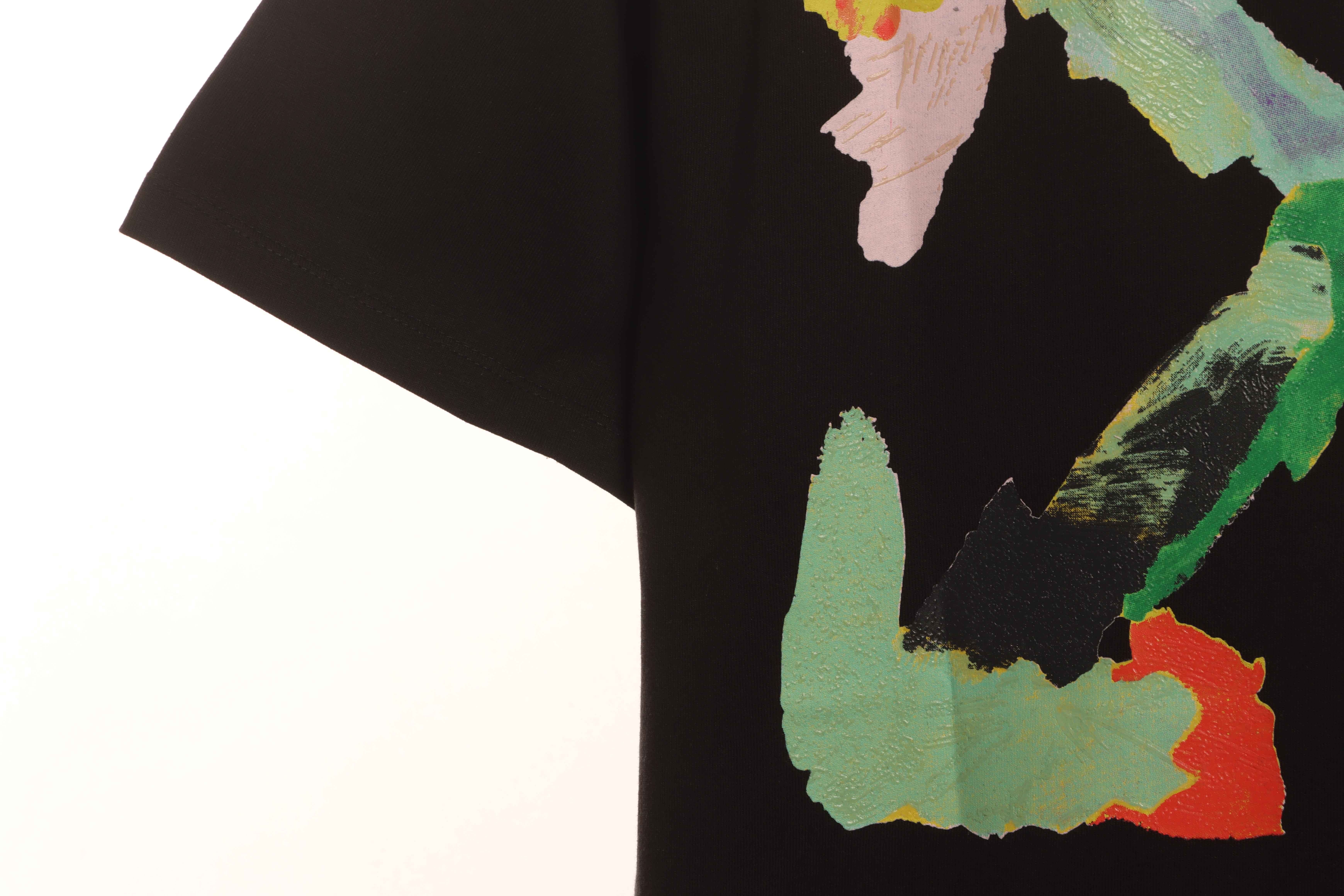 Coco Shoes Off-white Color Graffiti Brush Arrow Logo T-Shirt Black