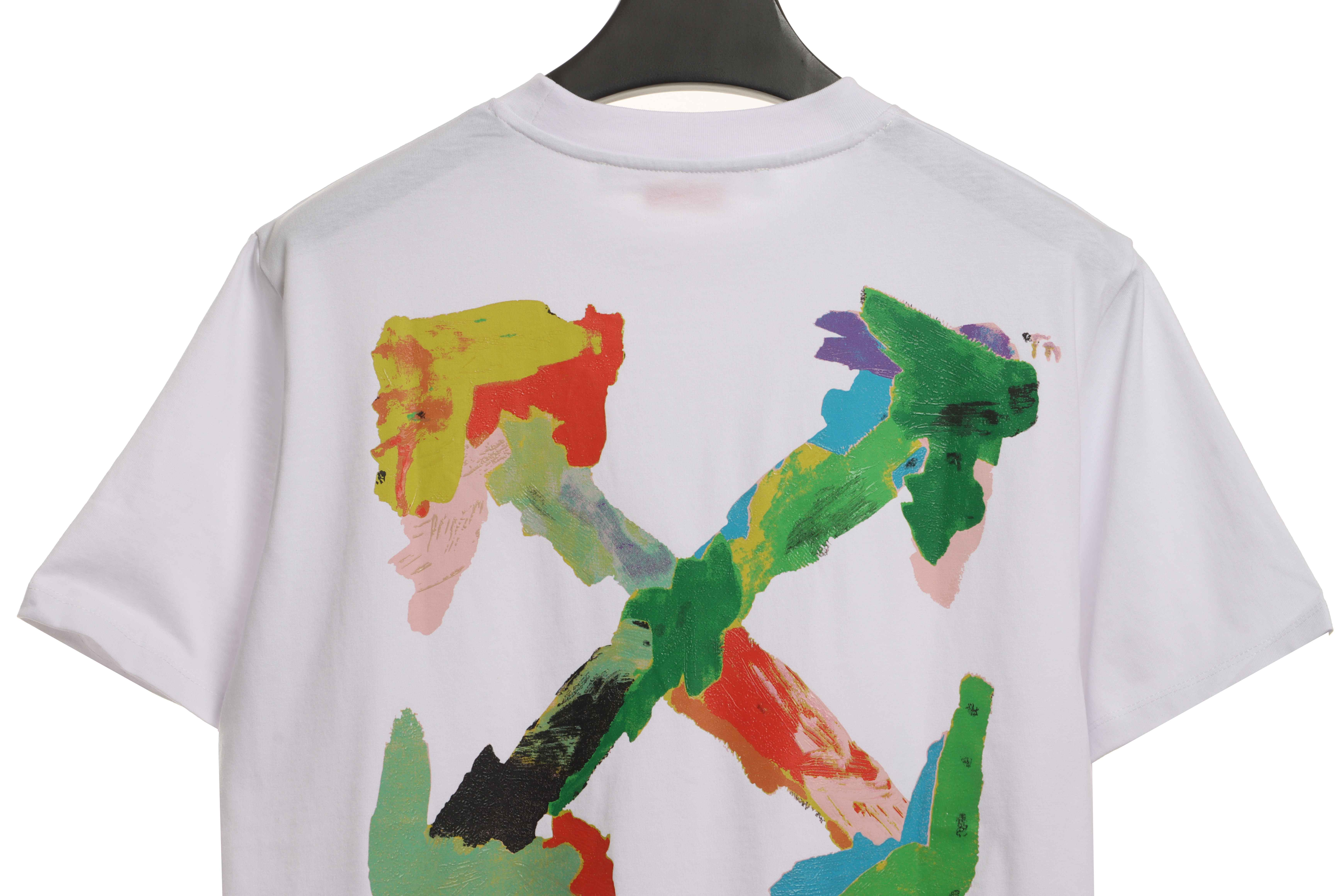 Coco Shoes Off-white Color Graffiti Brush Arrow Logo T-Shirt White
