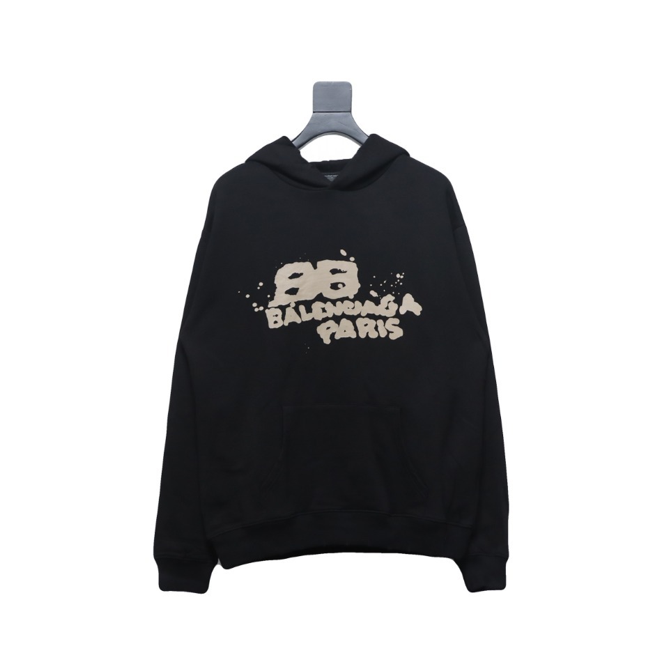 Coco Shoes Balenciaga Logo Cotton Hand Drawn BB Hoodie Black