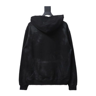 Coco Shoes Balenciaga Manchester United Distressed Embroidered Hoodie Black 02