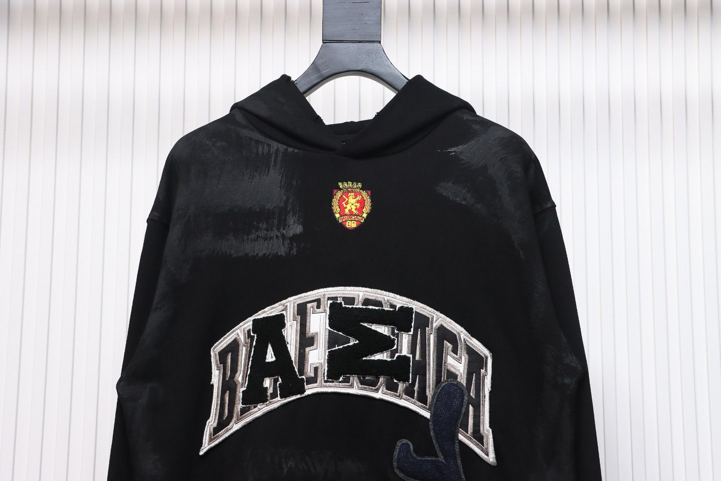 Coco Shoes Balenciaga Manchester United Distressed Embroidered Hoodie Black