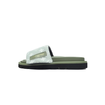 Louis Vuitton Pool Pillow Flat Comfort Mules Light Green Denim 01