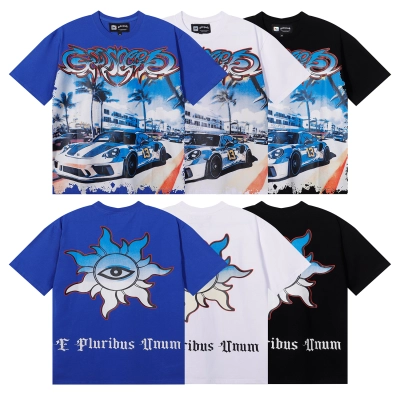 Godspeed Supercar Beach Road T-Shirt #7075 Blue/White/Black 02