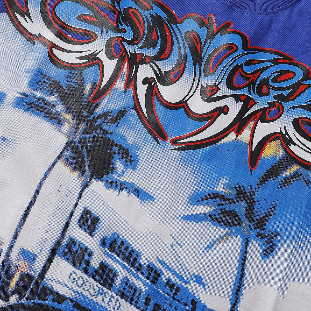 Godspeed Supercar Beach Road T-Shirt #7075 Blue/White/Black