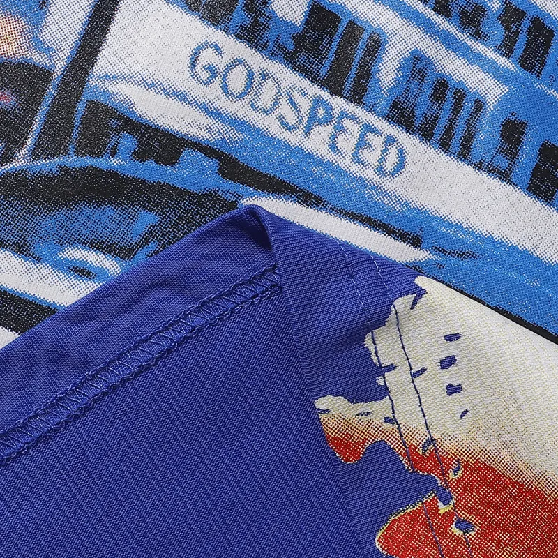 Godspeed Supercar Beach Road T-Shirt #7075 Blue/White/Black
