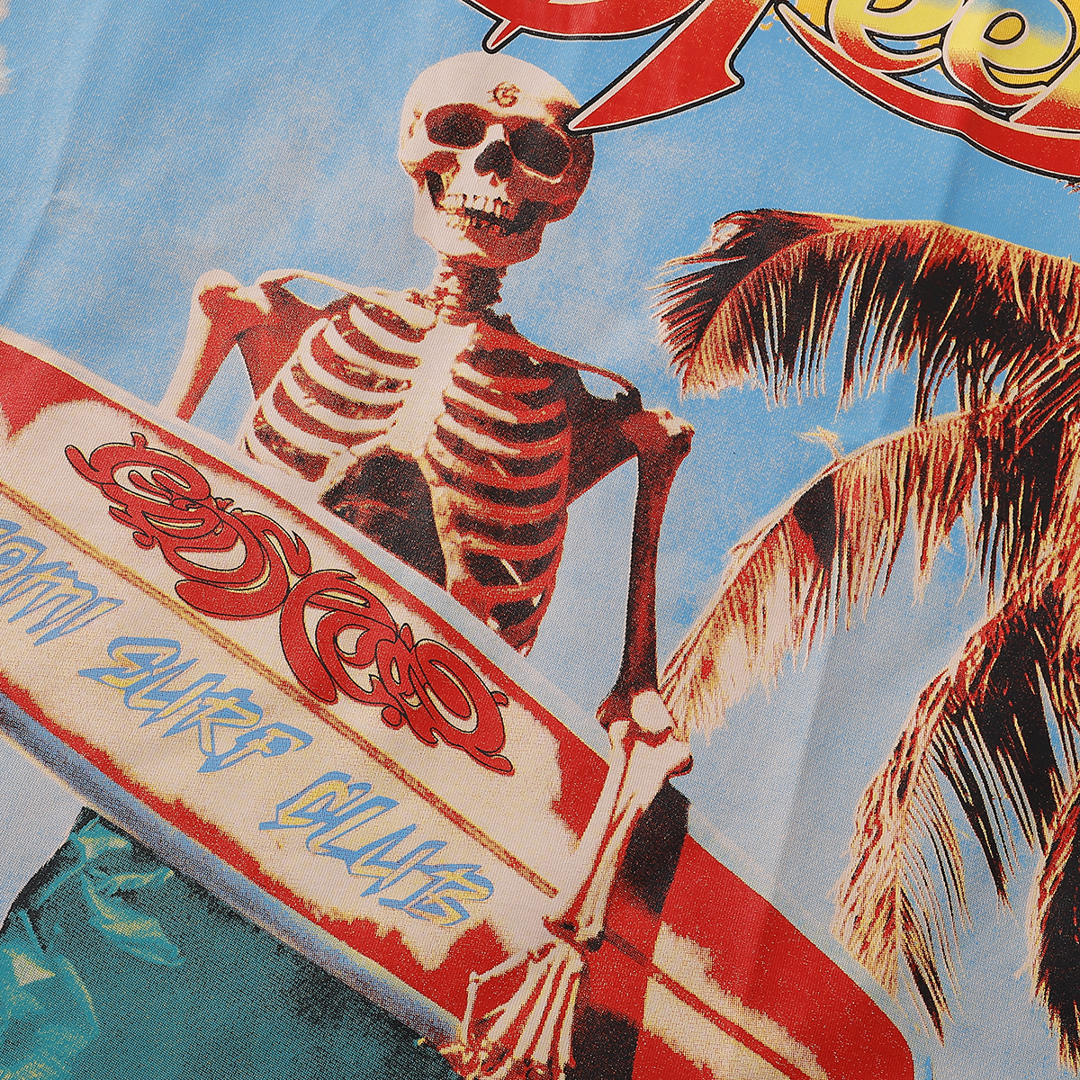 Godspeed Beach Skeleton Surfboard T-Shirt #7073 Yellow/Black/White