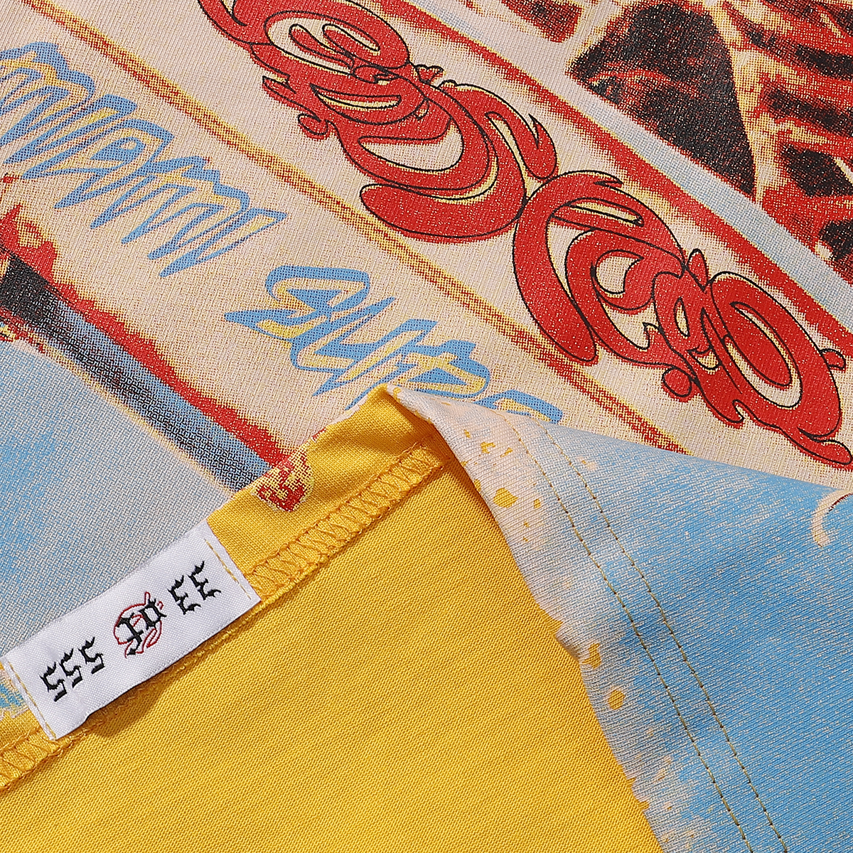 Godspeed Beach Skeleton Surfboard T-Shirt #7073 Yellow/Black/White