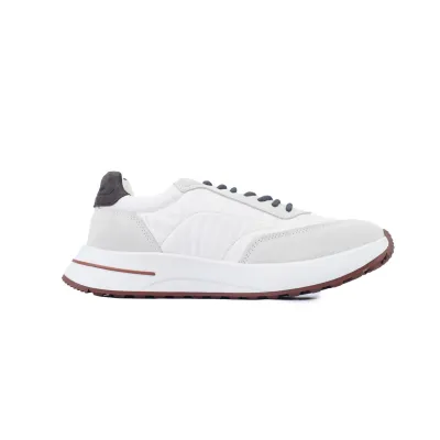 Loro Piana Week End Walk Suede-Trimmed Shell Sneakers White 02