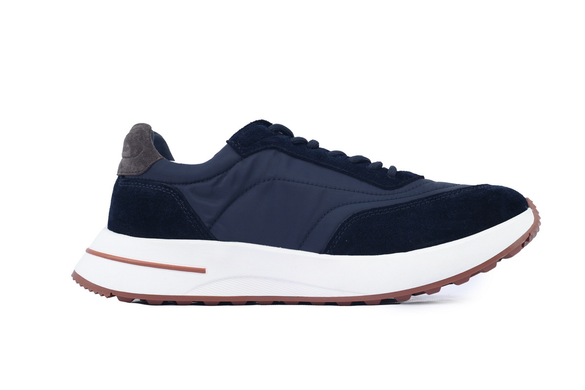 Coco Shoes Loro Piana Week End Walk Suede-Trimmed Shell Sneakers Blue