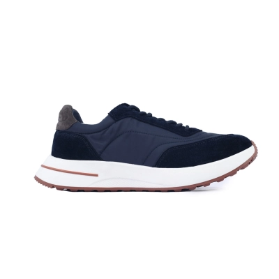 Coco Shoes Loro Piana Week End Walk Suede-Trimmed Shell Sneakers Blue 02