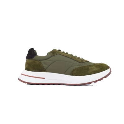 Coco Shoes Loro Piana Week End Walk Suede-Trimmed Shell Sneakers Green 02
