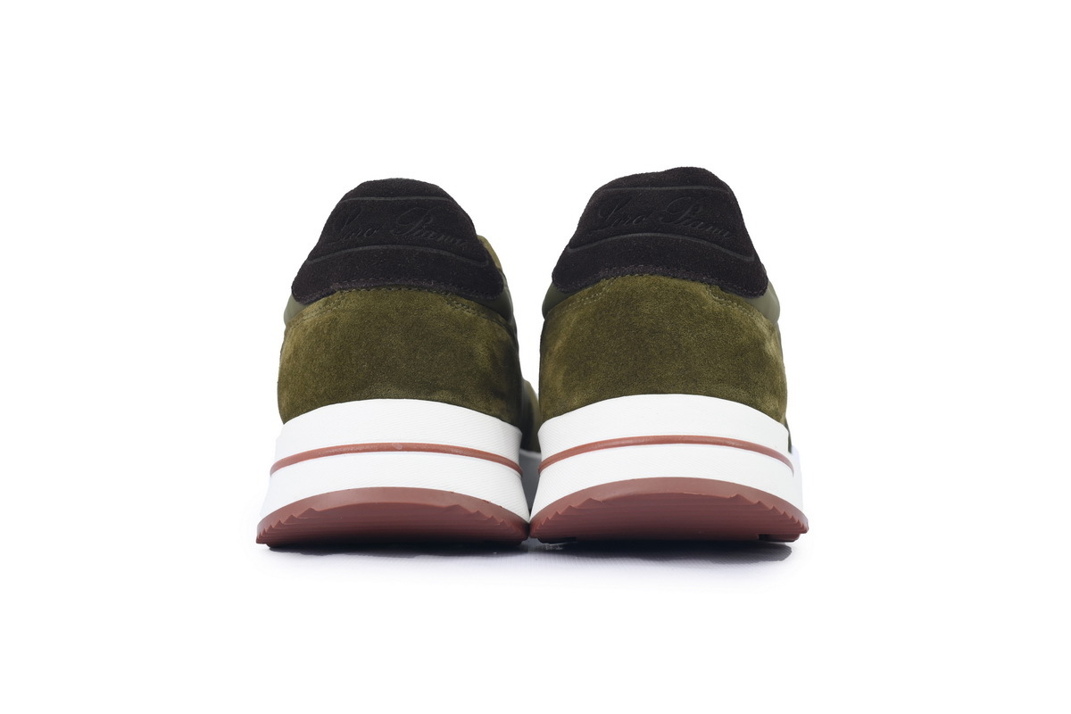 Coco Shoes Loro Piana Week End Walk Suede-Trimmed Shell Sneakers Green