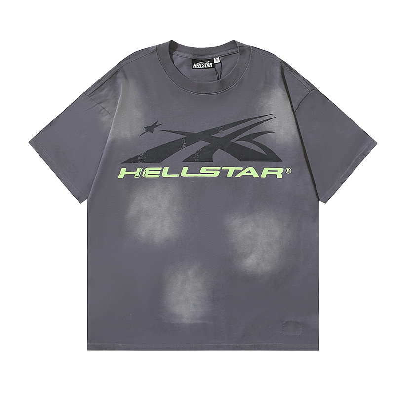 Coco Shoes Hellstar Sport Logo Gel Grey T-shirt #695 Green Text