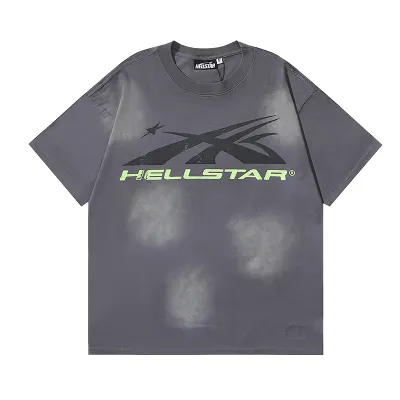 Hellstar Sport Logo Gel Grey T-shirt #695 Green Text 01