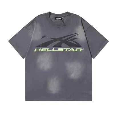 Coco Shoes Hellstar Sport Logo Gel Grey T-shirt #695 Green Text 01