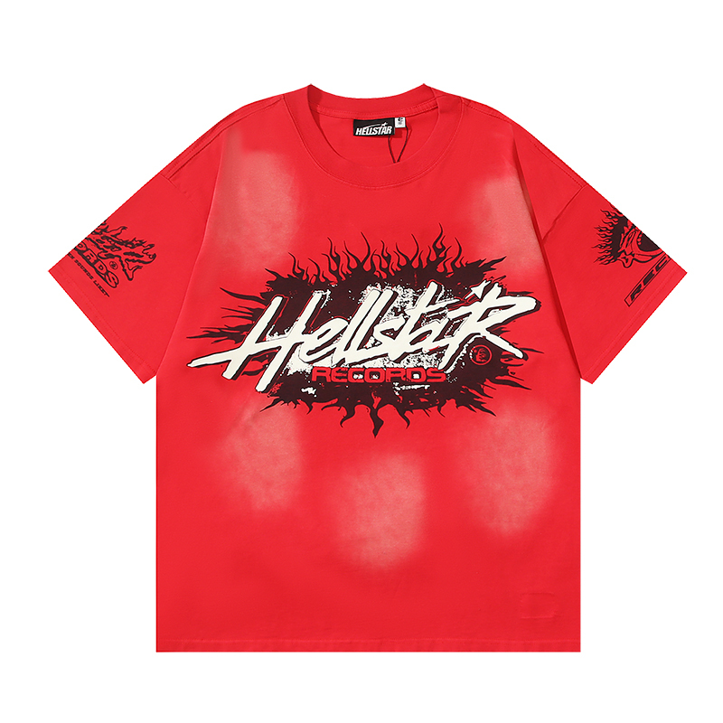 Coco Shoes Hellstar Records Tie Dyeing T-Shirt #696 Black/Red