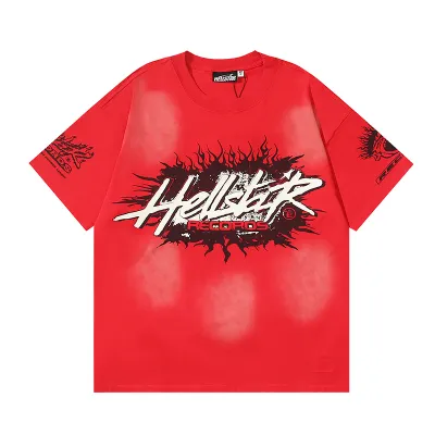 Hellstar Records Tie Dyeing T-Shirt #696 Black/Red 01