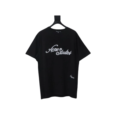Acne Studios Logo-Embroidered Cotton T-Shirt Black 01