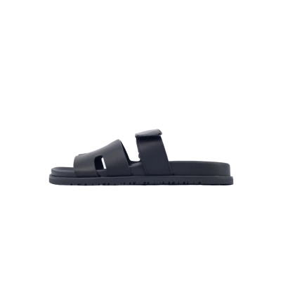 Coco Shoes Hermes Calfskin Chypre Sandals Black 01