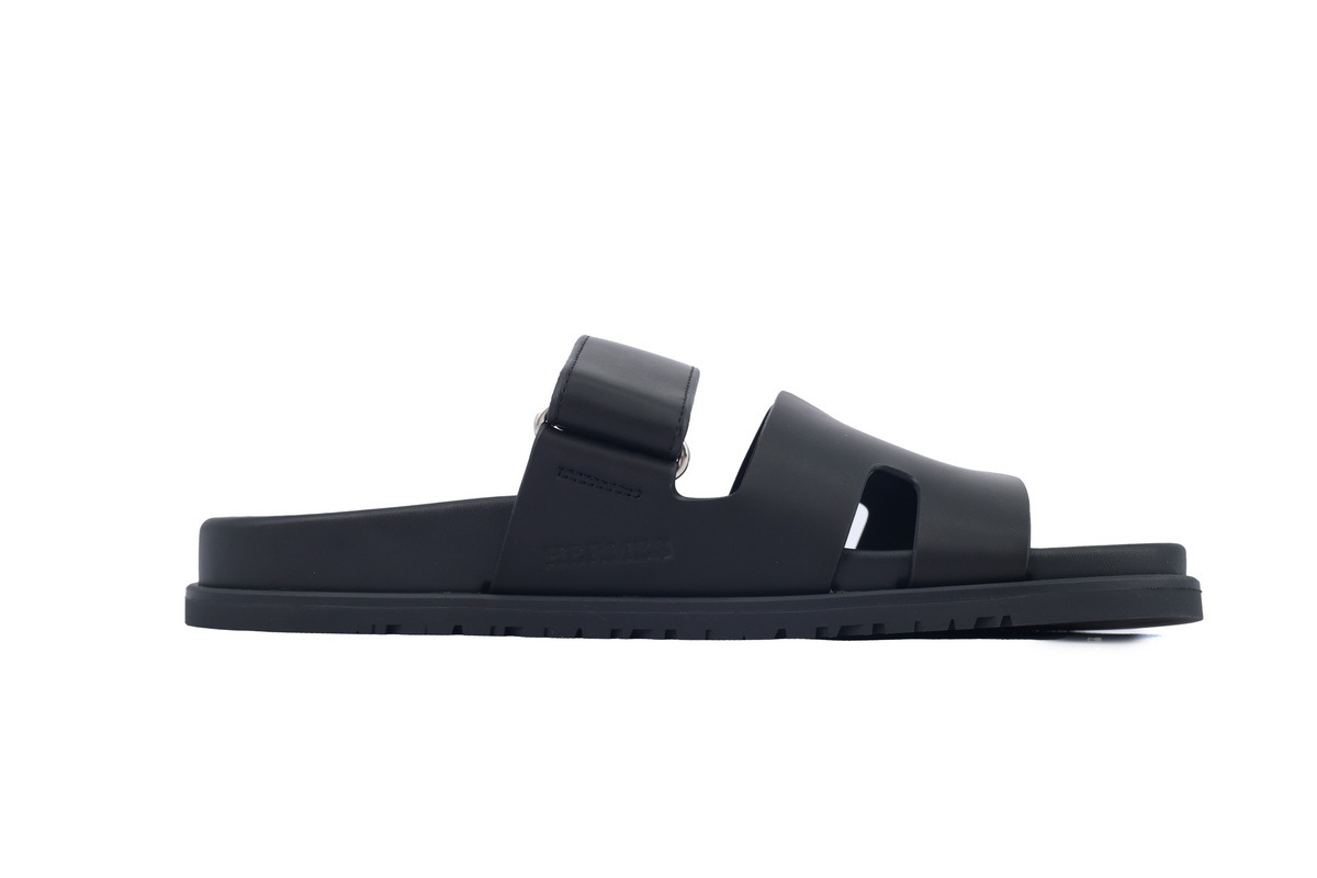 Coco Shoes Hermes Calfskin Chypre Sandals Black